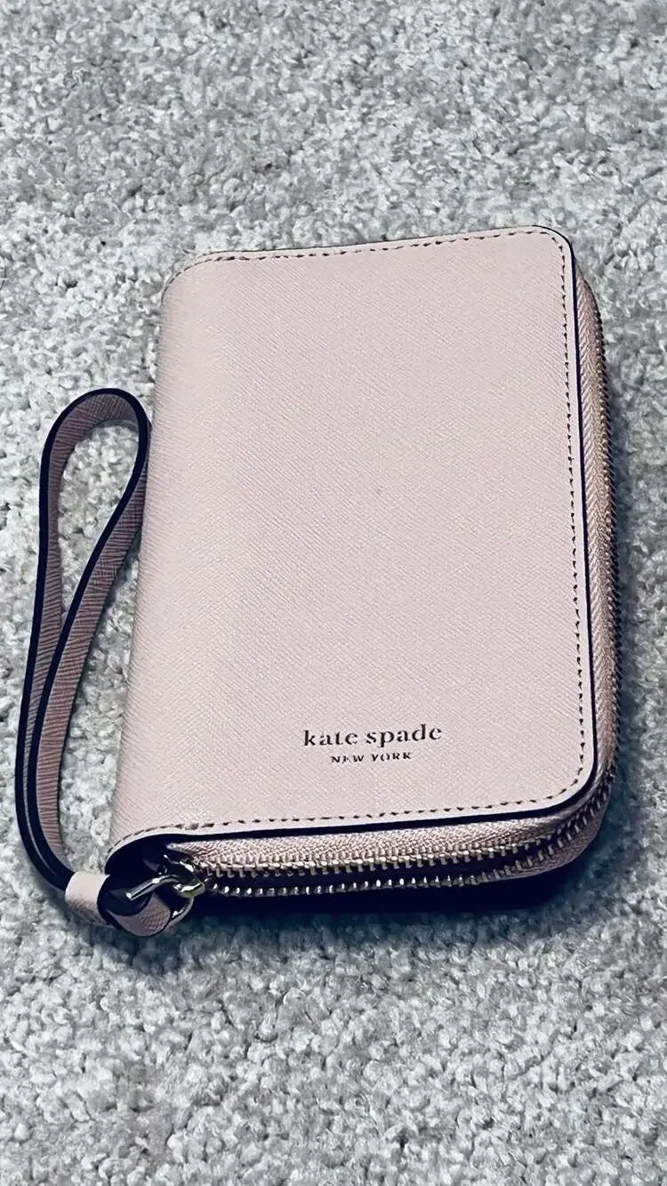 Kate Spade iPhone X / XS Wallet Case Zip Wristlet Blush Pink.